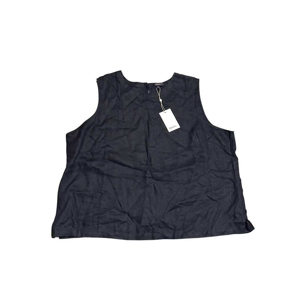 NWT Quince 100% European Linen Tank BLACK Size 2X